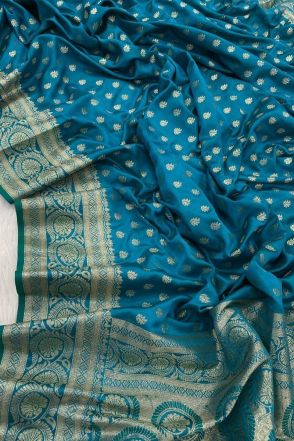Firozi Banarasi Pure Silk Weaving Work Saree