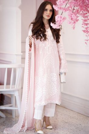 Light Pink Embroidery Work Readymade Salwar Suit