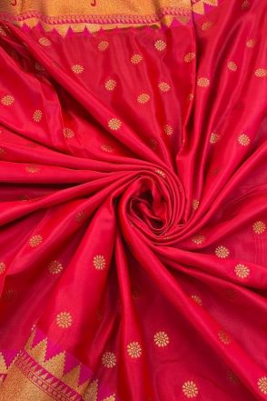 Red Banarasi Style Weaving Work Saree