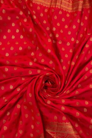 Ruby Red Banarasi Silk Saree With Weaving Work