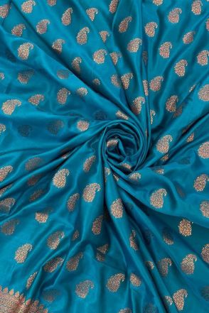 Sky Blue Weaving Work Saree In Banarasi Pure Silk