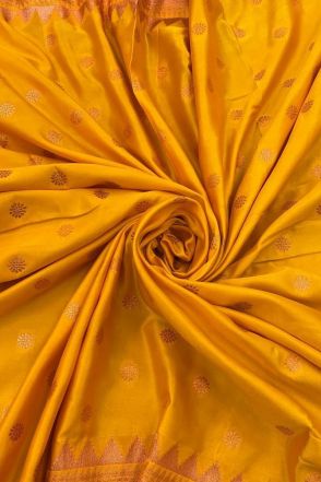 Yellow Weaving Work Pure Silk Sari
