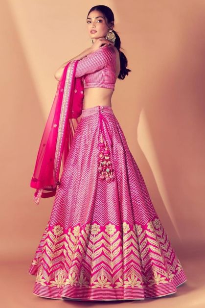 Indo Western Lehenga - Party Style Pale Pink Chinnon Silk Lehenga Choli –  Empress Clothing