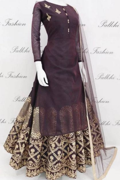20170422 #Bronze, Black, Grey #Brocade #Kurti #Lehenga | Long gown design,  Indian fashion dresses, Indian gowns dresses