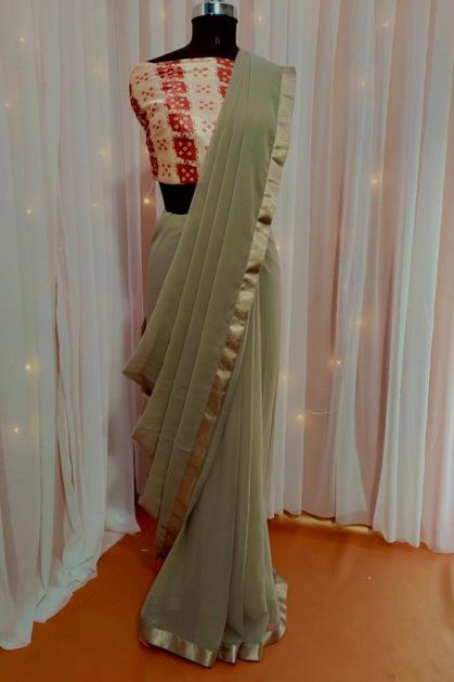 Silk Plain Saree With Embroidered Blouse, With Blouse Piece at Rs 1400 in  Tiruchirappalli