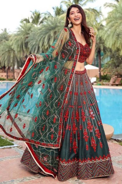 Green Mirror Work Lehenga !! 🤩😍Jaw Dropping Lehenga Made In Pure Raw Silk  & Hand Embellished Mirror Work All Over Pairs With A Raw Silk… | Instagram