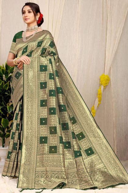 Kanchipuram Silk Saree | Handwoven Pure Silk | Pure Zari | Multicolour  Checks | PV G 4275 – Panjavarnam
