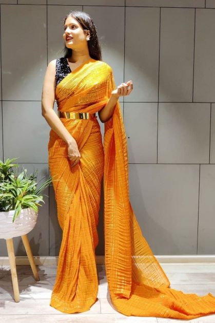 Buy Gold Chanderi Silk Woven Striped Harsingar Saree For Women by Priyanka  Raajiv Online at Aza Fashions.