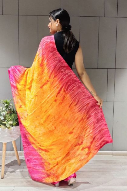 Daisy Yellow Shibori Saree – Pratibha Sarees