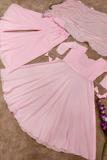 pink faux georgette plain anarkali with palazzo gj500620 1