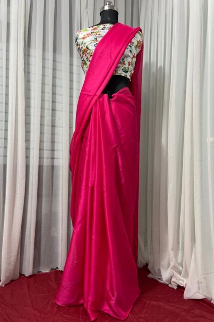 Buy Swtantra Pink Saree With Blouse for Women Online @ Tata CLiQ