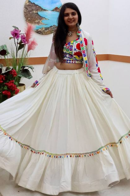 Off White Sequence Work Lehenga Choli