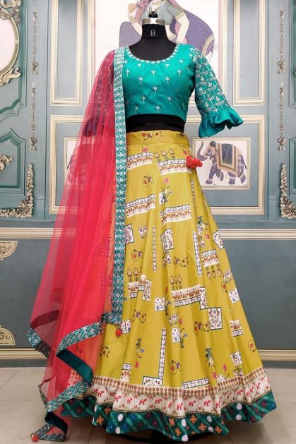 Fully Stitched Yellow Floral Lehenga Choli Set - Dress me Royal