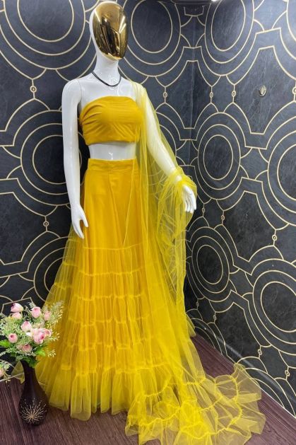 Ruffle Flair Lehenga Choli Designer Wedding Wear Lengha Chunri Indian Sari  Top | eBay